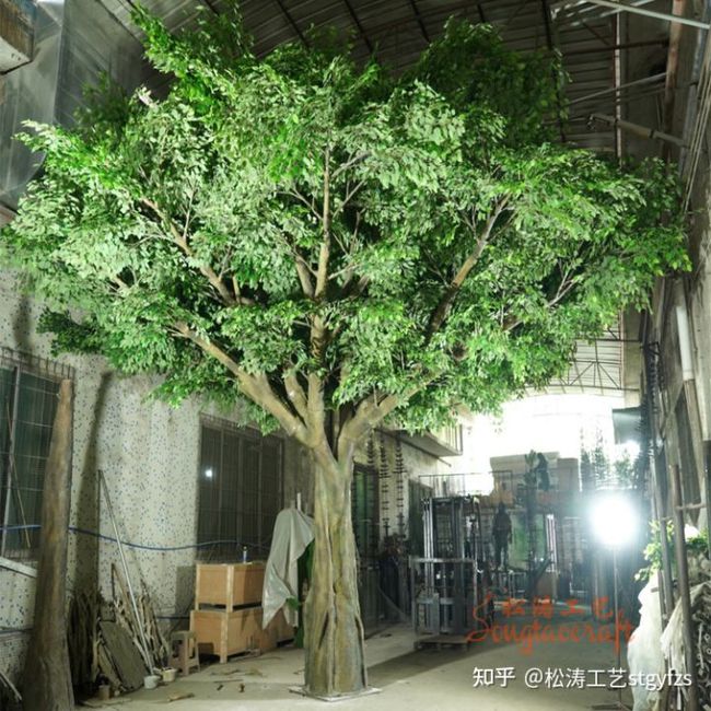 仿真银色榕树厂家_仿真榕树_室内仿真榕树制作